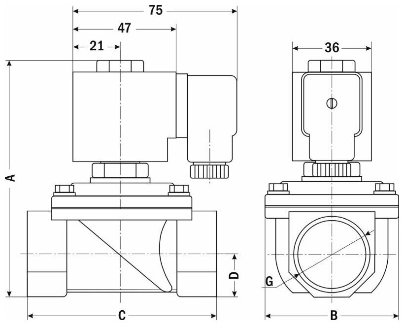 Соленоидный клапан (электромагнитный) нормально закрытый DELTA-KIP DK-2W31 ДУ25 220V (латунь)Viton