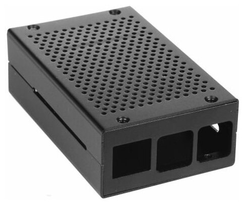 Корпус Qumo RS026 Aluminium Case for Raspberry Pi 4, black, перфорированный