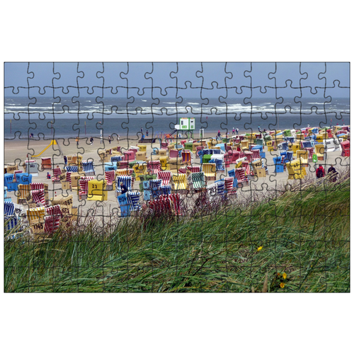 фото Магнитный пазл 27x18см."пляж, шезлонги, море" на холодильник lotsprints