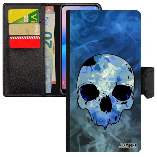 фото Красивый чехол книжка на смартфон // samsung galaxy s8 // "череп" пират кость, utaupia, голубой