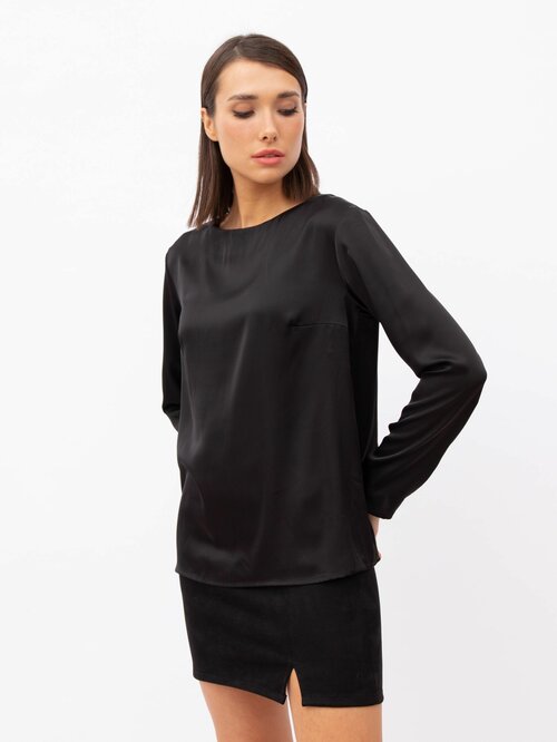 Блуза  7.2.66, повседневный стиль, длинный рукав, размер M, черный