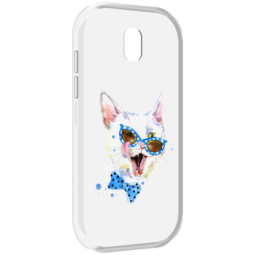 Чехол MyPads белый кот для Caterpillar S42 задняя-панель-накладка-бампер