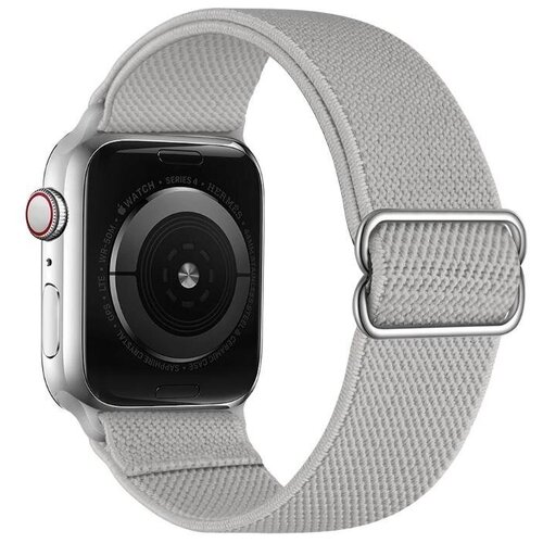фото Ремешок тканевый для часов apple watch 4/5/se/6 диагональю экрана 42/42 мм серый kamukamu