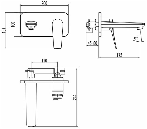 Смеситель Lemark Bronx LM3726BL для раковины, встраиваемый