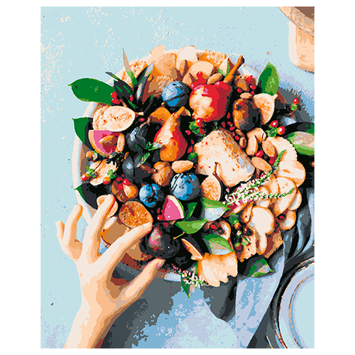 фото Хобрук картина по номерам "фруктовая тарелка" 40х50 см hobruk