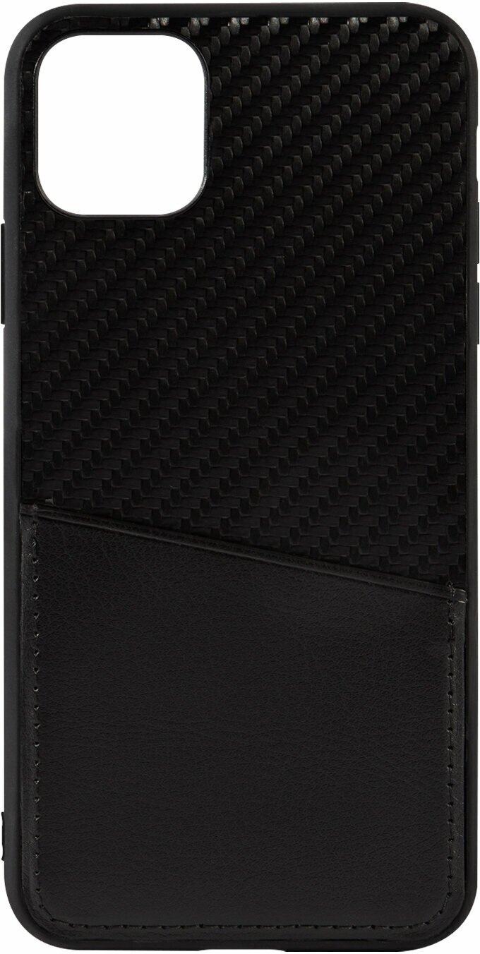 Чехол на iPhone 11 Pro Max, с картхолдером эко кожа/Накладка/Бампер/Защита от царапин/Айфон 11 про макс/черный — фото 1