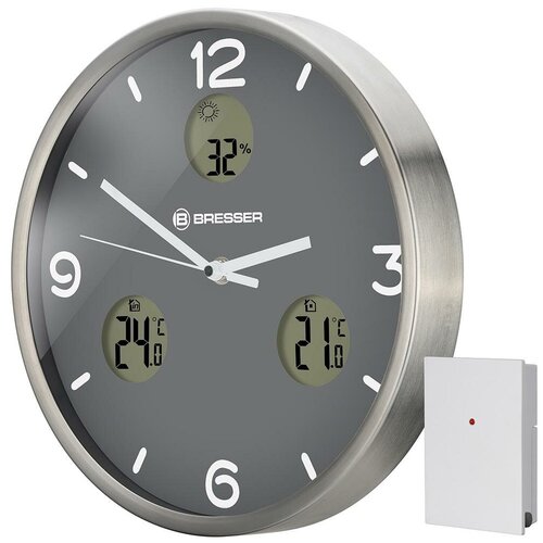 Bresser Часы настенные Bresser MyTime io NX ThermoHygro 30 см серые 1231000₽