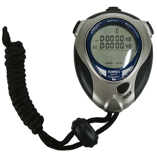 Секундомер профессиональный TORRES Professional Stopwatch, арт.SW-80, до-20С, 80 яч.пам., таймер, серо-сине-черный