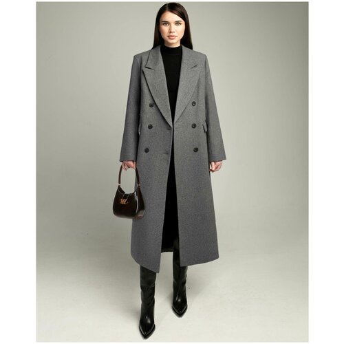 фото Пальто bublikaim, демисезон/зима, шерсть, силуэт прямой, размер xs, серый