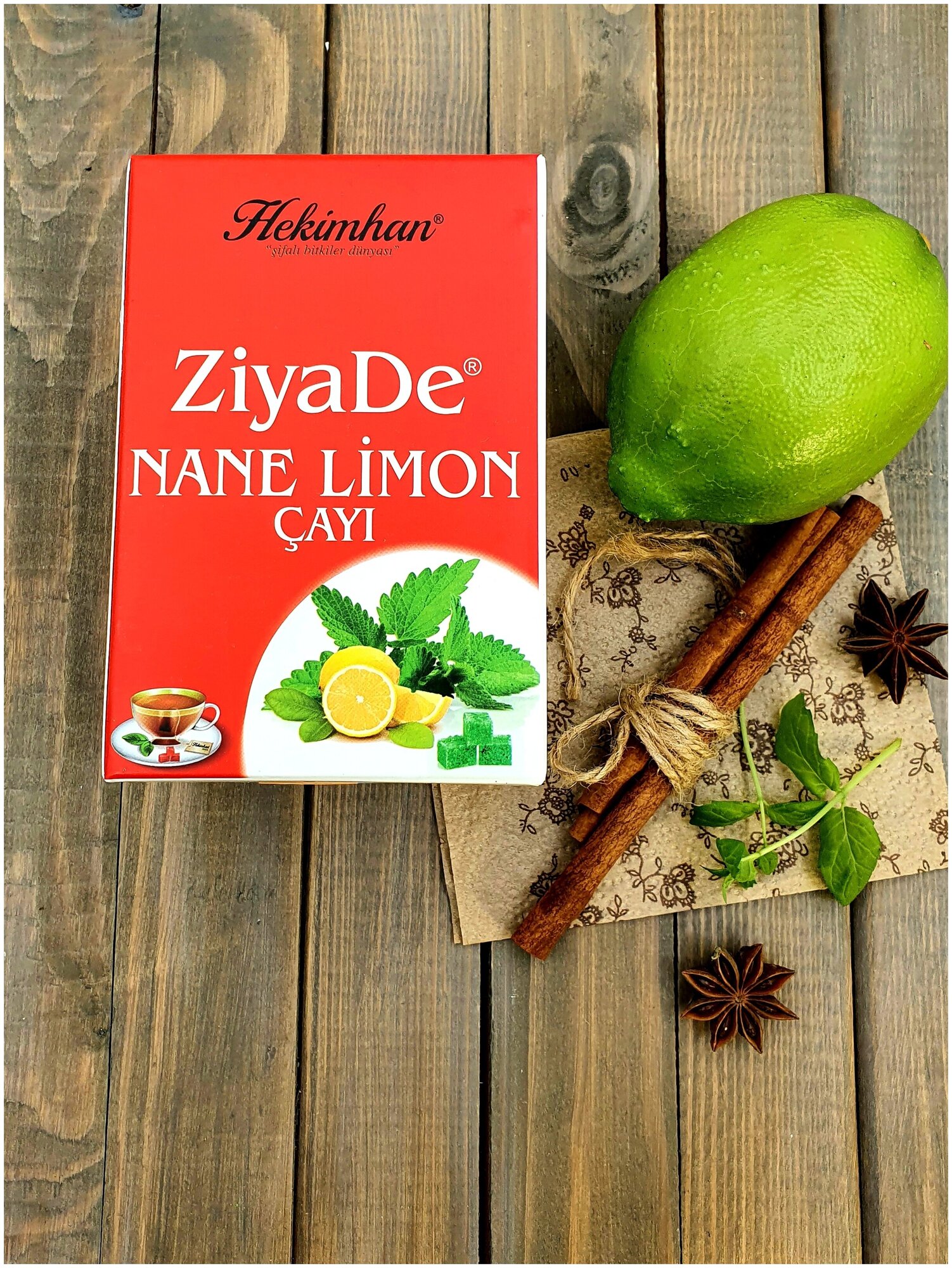 Чай прессованный Hekimhan ZiaDe мята и лимон 170 гр коробка