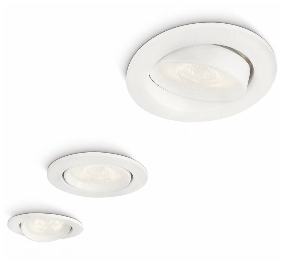 Светильник встраиваемый Philips Ellipse D91 3Вт 170Лм IP20 LED 230В Белый Набор 3х штуки 59030/31/16