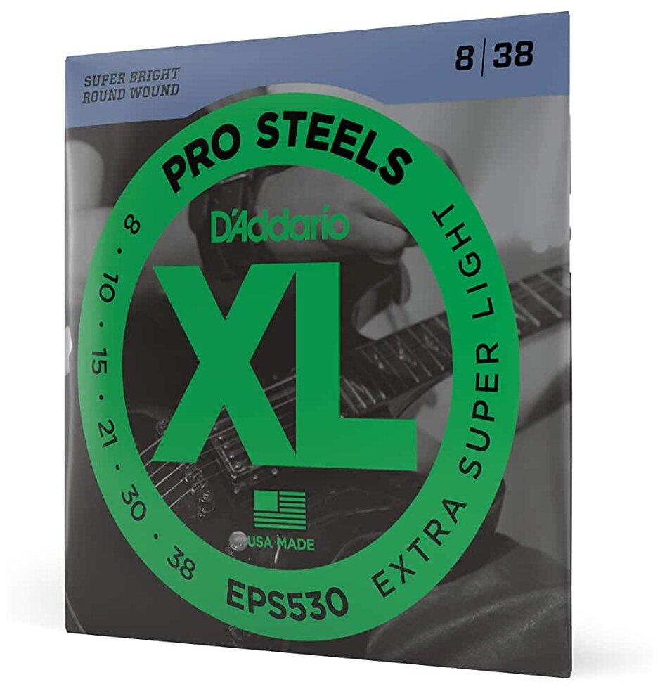 D'Addario EPS530 струны для электрогитары, ProSteels, Extra-Super Light, 8-38
