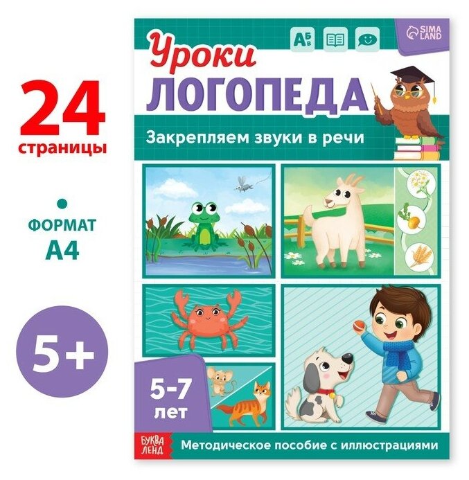 Книга «Уроки логопеда. Закрепляем звуки в речи», 24 стр, 5-7 лет