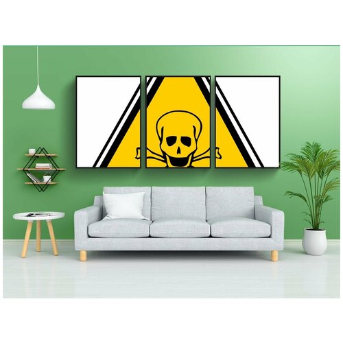 фото Набор модулных постеров для интерьера "опасность, предупреждение, череп и скрещенные кости" 60x90 см. в тубусе, без рамки lotsprints
