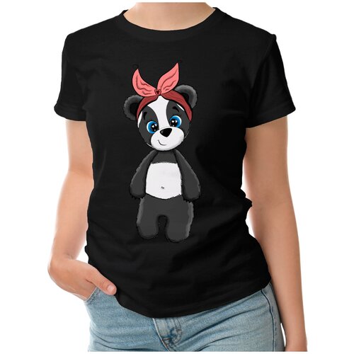 Женская футболка «Малышка панда» (L, темно-синий)