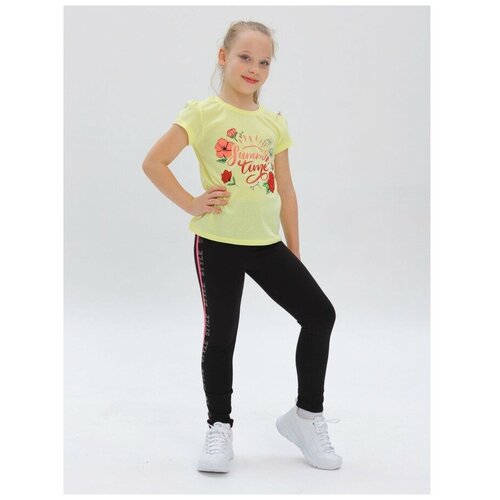 Лосины для девочек утепленные TIMI 6359-01 черный/розовый 140