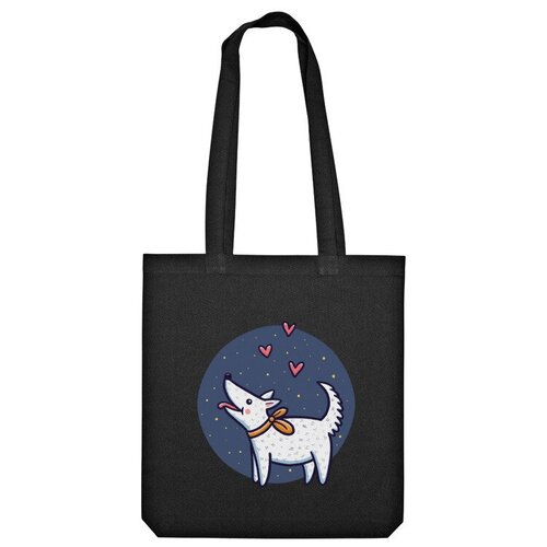 Сумка шоппер Us Basic, черный сумка белая собака с сердечками на фоне неба ярко синий