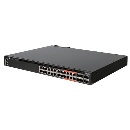 Edge-corE 4610-30P-O-AC-F Edge-corE AS4610-30P, 24-Port GE RJ45 port PoE+, last 8 ports Ultra-PoE, 960W PoE Bugdet, 4x10G SFP+, 2 port 20G QSFP+ for stacking, Broadcom Helix 4, Dual-core ARM Cortex A9 1GHz, dual 110-230VAC 600W hot-swappable PSUs, one fix