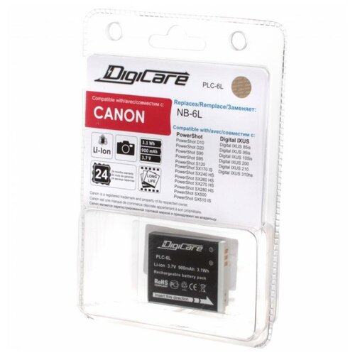 Аккумулятор DigiCare PLC-6L / NB-6L / PowerShot SX270, SX280, SX500, SX260 HS, SX500, IXUS 310 HS серьги апарт 00200061 6l