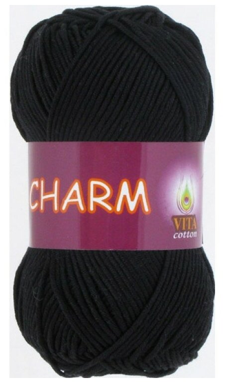 Пряжа Vita cotton Charm черный (4152), 100%мерсеризованный хлопок, 106м, 50г, 1шт - фотография № 1