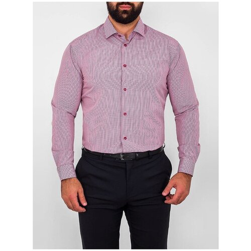 фото Рубашка мужская длинный рукав greg 614/139/1210/zv/b/1p_gb, приталенный силуэт / slim fit, цвет бордовый, рост 174-184, размер ворота 44