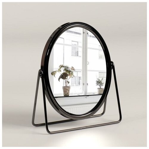 фото Зеркало настольное, двустороннее, с увеличением, зеркальная поверхность 14.2 x 18.4 см, цвет чёрный queen fair