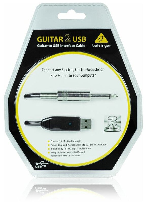 Behringer Guitar2USB гитарный USB-аудиоинтерфейс 44.1кГц и 48 кГц длина 5 метров