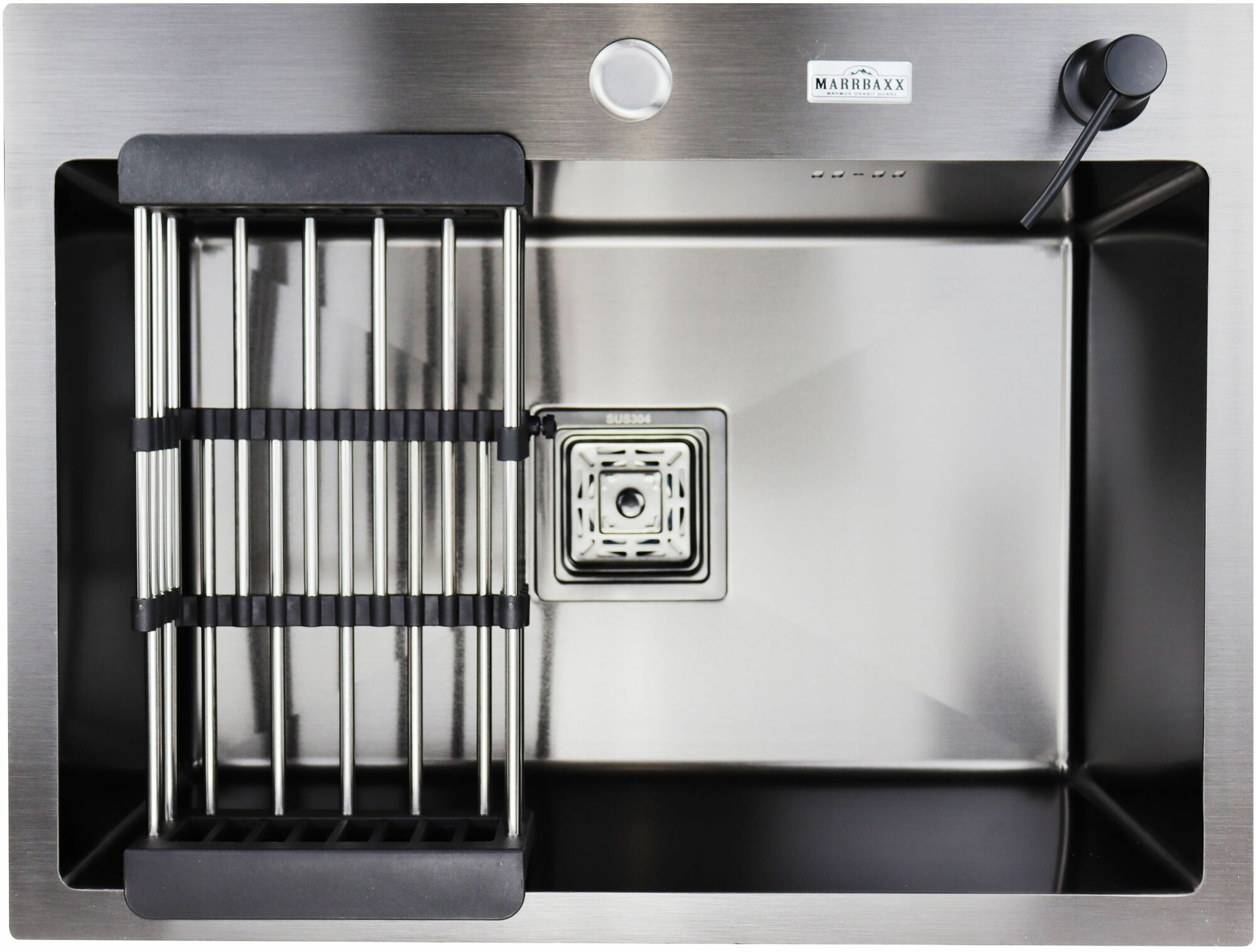 фото Мойка SIRIUSLINE Premium 60х45 из нержавеющей стали Сатин SL6045 (в комплекте с коландером, врезным дозатором, и сифоном) толщина стали 3 мм