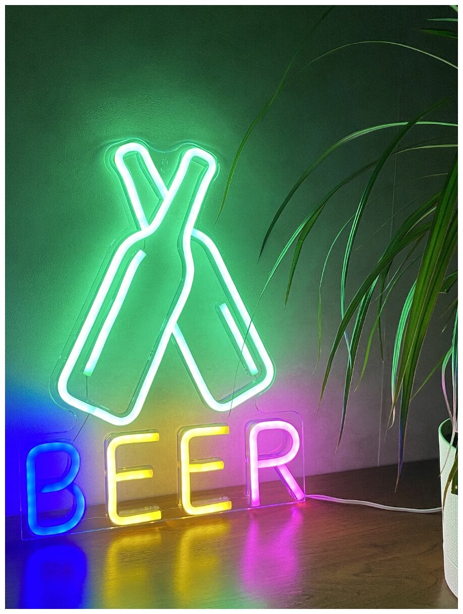 Неоновый светильник / Неоновая вывеска Beer Пиво Бутылки - фотография № 10
