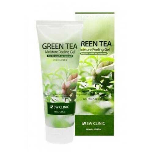 3W Clinic, Гель-пилинг увлажняющий с экстрактом зеленого чая, Green tea moisture peeling gel, 180мл отшелушивающий пилинг гель с экстрактом зеленого чая refresh peeling gel green tea 180мл