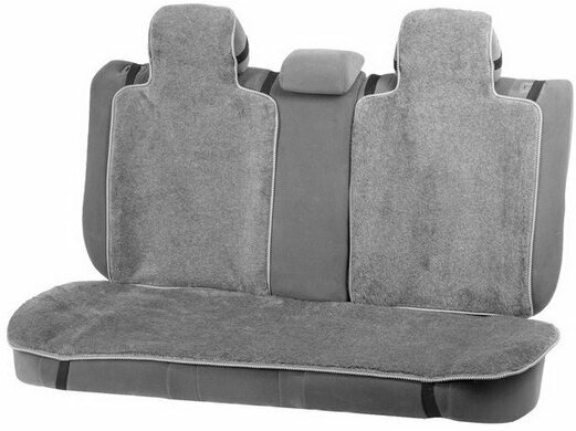 Накидки на заднее сиденье, нат. шерсть, 135 x 55 и 75 x 55 см, серый, набор 3 шт
