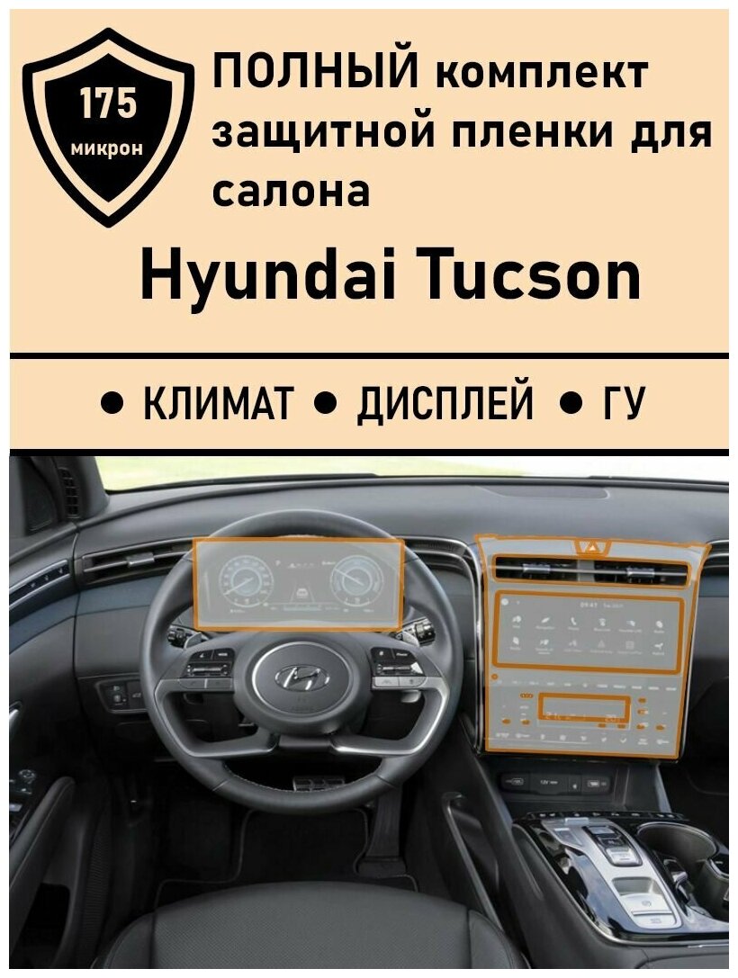 Hyundai Tucson (NX4)комплект защитных пленок для Дисплея приборной панели + ГУ+ Климат