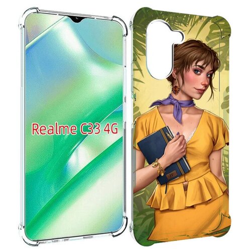 Чехол MyPads девушка-в-зелени женский для Realme C33 4G задняя-панель-накладка-бампер