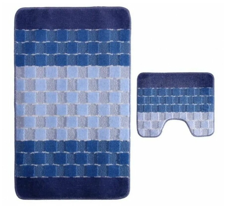Комплект ковриков для в/к BANYOLIN SILVER из 2 шт 50х80/50х40см (голубой) - фотография № 1