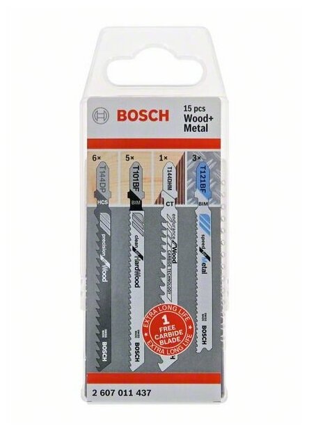 Набор лобзиковых пилок Bosch дерево/ металл14+1 (437) - фотография № 3