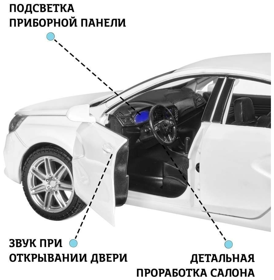 Машинка металлическая инерционная ТМ Автопанорама, LADA VESTA седан, М1:24, свет, звук, белый, JB1251124 - фотография № 19