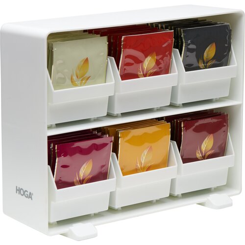 Белый органайзер на 6 отделений подставка для чайных пакетиков коробка для чайных пакетиков HOGA-TEAP6WH 1700₽