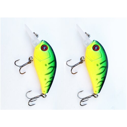 Воблер 2шт желто-зеленый с черным 40 мм 45 гр глубина 05 м 390₽