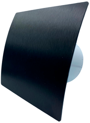 Вентилятор вытяжной осевой бытовой настенный, декоративная накладка, цвет шлифованный черный, D 100 мм, диаметр 100 мм