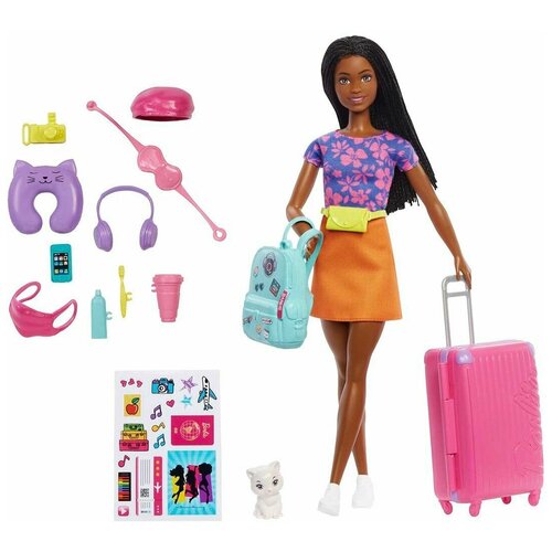 фото Кукла barbie brooklyn travel с котенком, чемоданом и аксессуарами hgx55