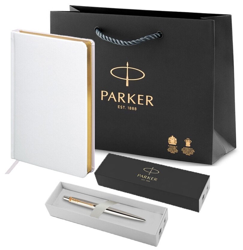 Подарочный набор: шариковая ручка Parker Jotter Essential, ежедневник А5 и фирменный пакет Паркер