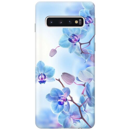 фото Ультратонкий силиконовый чехол-накладка для samsung galaxy s10 с принтом "голубые орхидеи" gosso