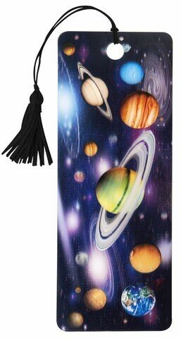 Закладка для книг 3D, BRAUBERG, объемная, "Вселенная", с декоративным шнурком-завязкой, 125757