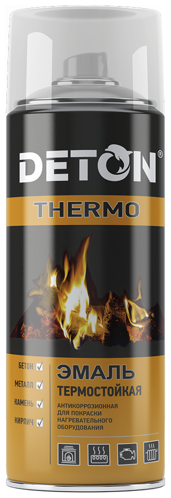 DETON THERMO, Эмаль термостойкая, черный, баллон аэрозоль 520 мл