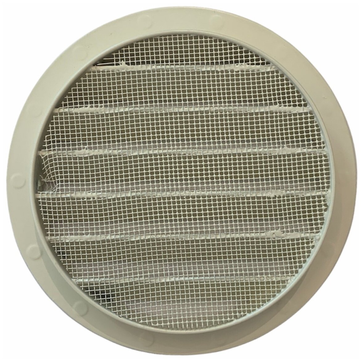 Решетка вентиляционная круглая d125 мм металлическая RAL 1013 белая КИВ-125 с сеткой - фотография № 2