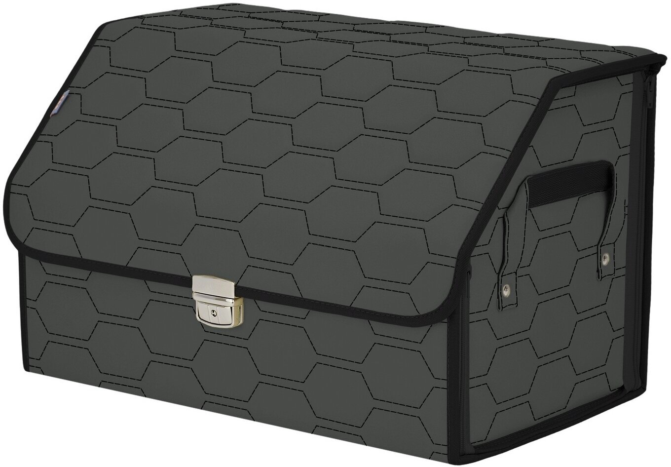 Органайзер-саквояж в багажник "Союз Премиум" (размер L). Цвет: серый с черной прострочкой Соты.