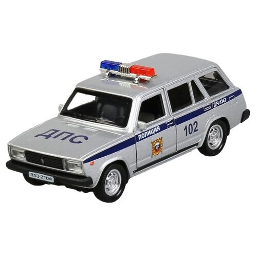 Полицейский автомобиль ТЕХНОПАРК ВАЗ-2104 Жигули Полиция (2104-12POL-SR) 1:43, 18 см, серебристый полицейский автомобиль технопарк ваз 2104 жигули полиция 2104 12pol sr 1 43 12 см серебристый