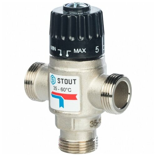 Термостатический смесительный клапан 3/4 STOUT НР 30-65°С 1,6 KV термост клапан для гвс vta321 3 4 35 60гр 1 6kvs до 50м