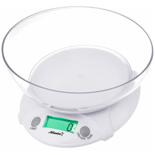 Весы кухонные электронные с чашей Atlanta ATH-6223 (white)