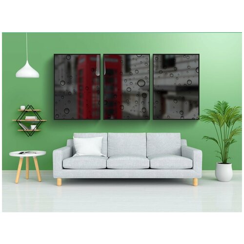 фото Набор модулных постеров для интерьера "дождь, лондон, мокрый" 60x90 см. в тубусе, без рамки lotsprints